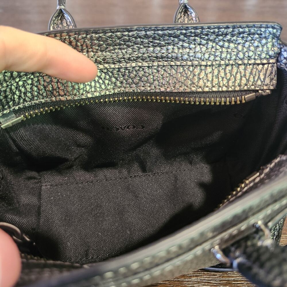 New Coach Mini Swagger 15 In Pebble Leather Gray Metallic Crossbody Bag 54625 - Picture 9 of 12